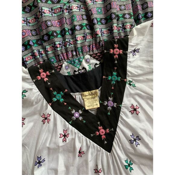 Ramona Rull Vintage Indian Print Caftan Tent Dress White Size M - Picture 12 of 12